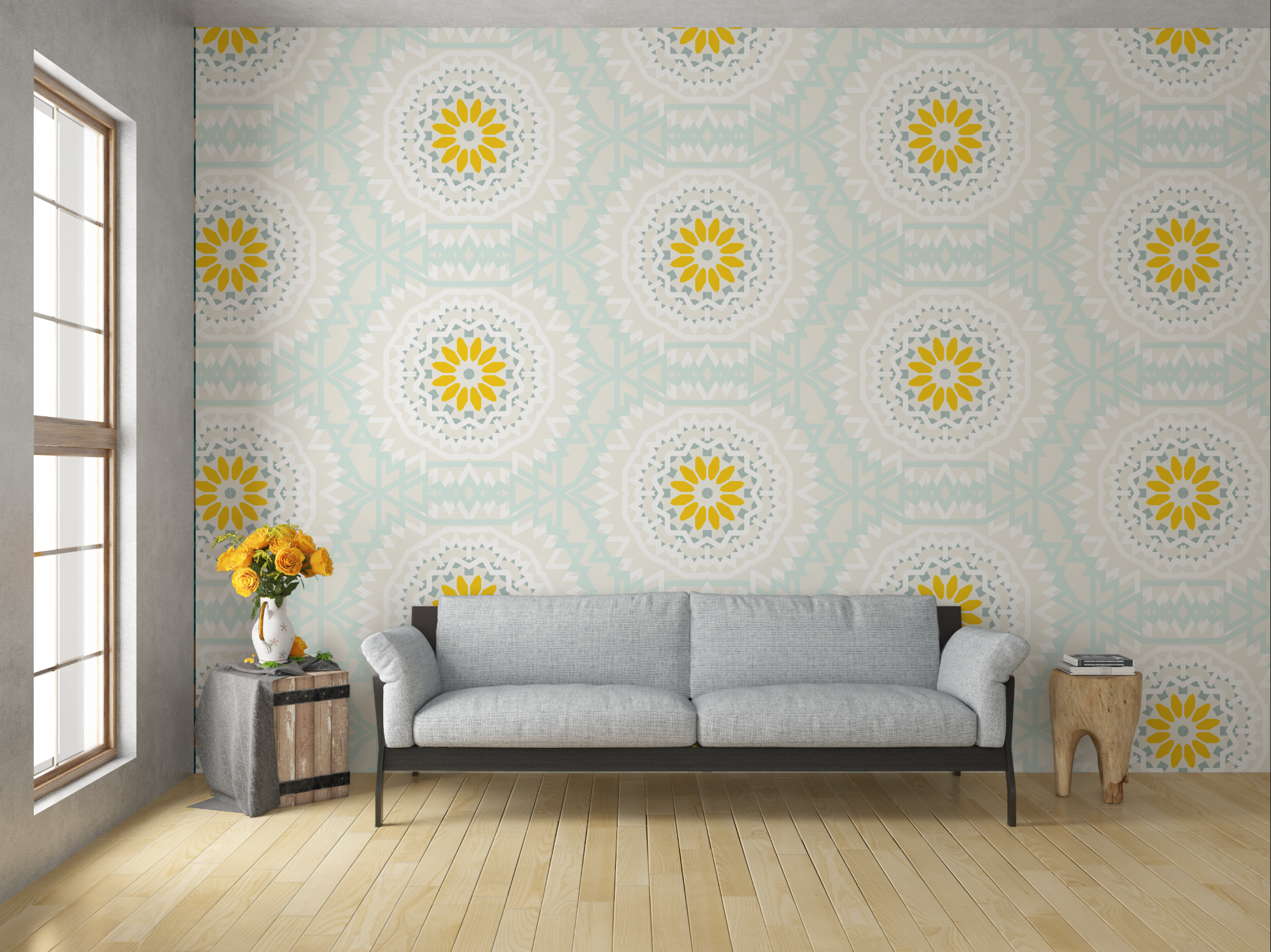 Bohemian Yellow Flower Pattern